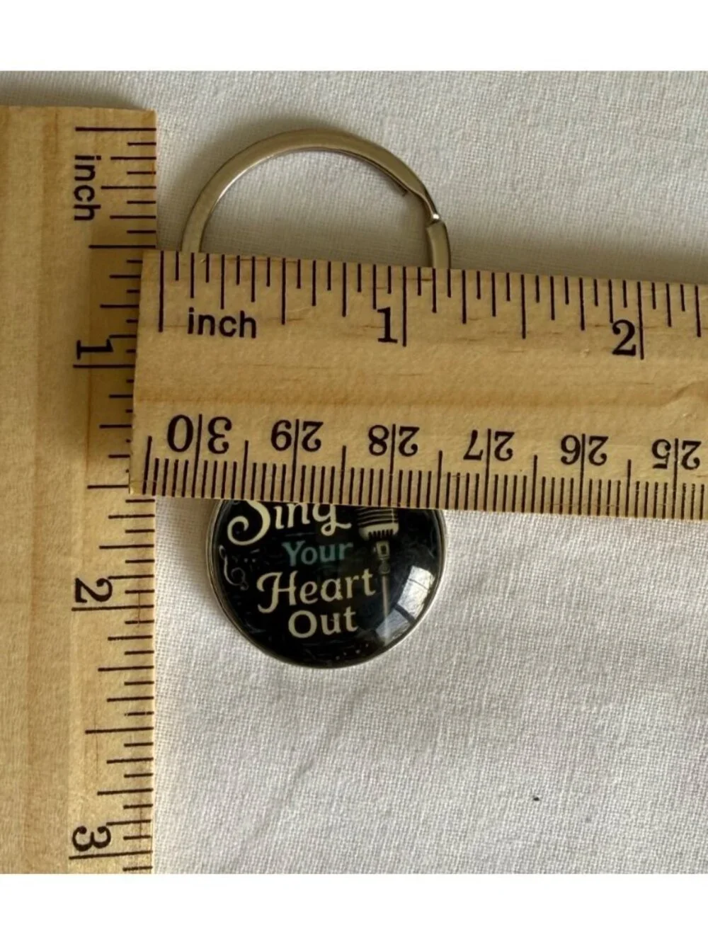 Sing Your Heart Out Music Keychain 2 inch Microphone Glass Cabochon New